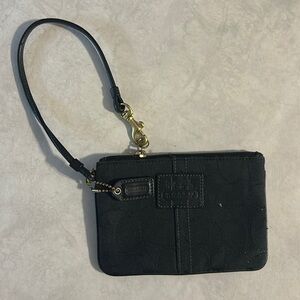 Coach Small Wristlet Clutch Purse Bag Original Monogram Canvas Color Black